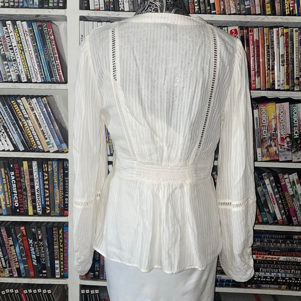 Jessica Simpson Boho Peasant Top V-Neck Long Sleeve‎ cream Blouse Lightweight - Picture 3 of 16